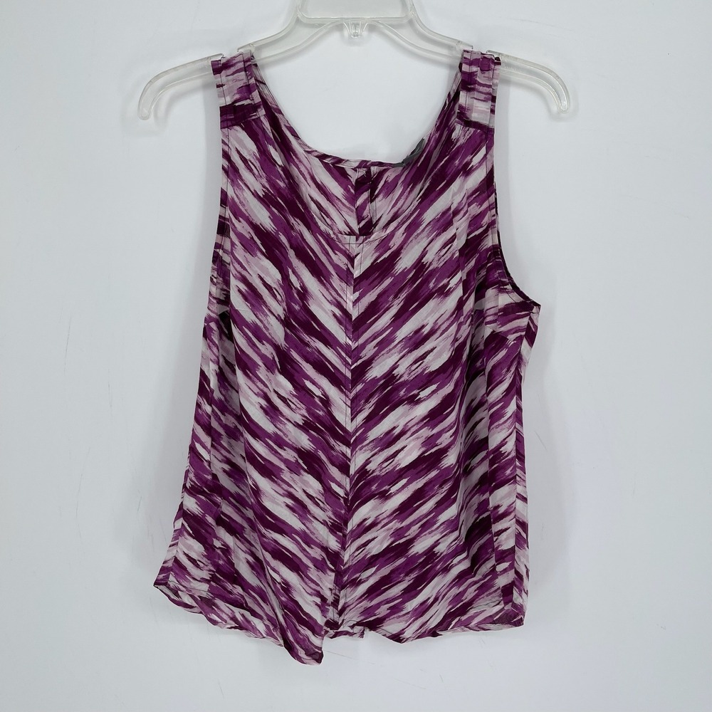 Eddie Bauer Women's Purple Abstract Print Button Back Sleeveless Tank Top Size L